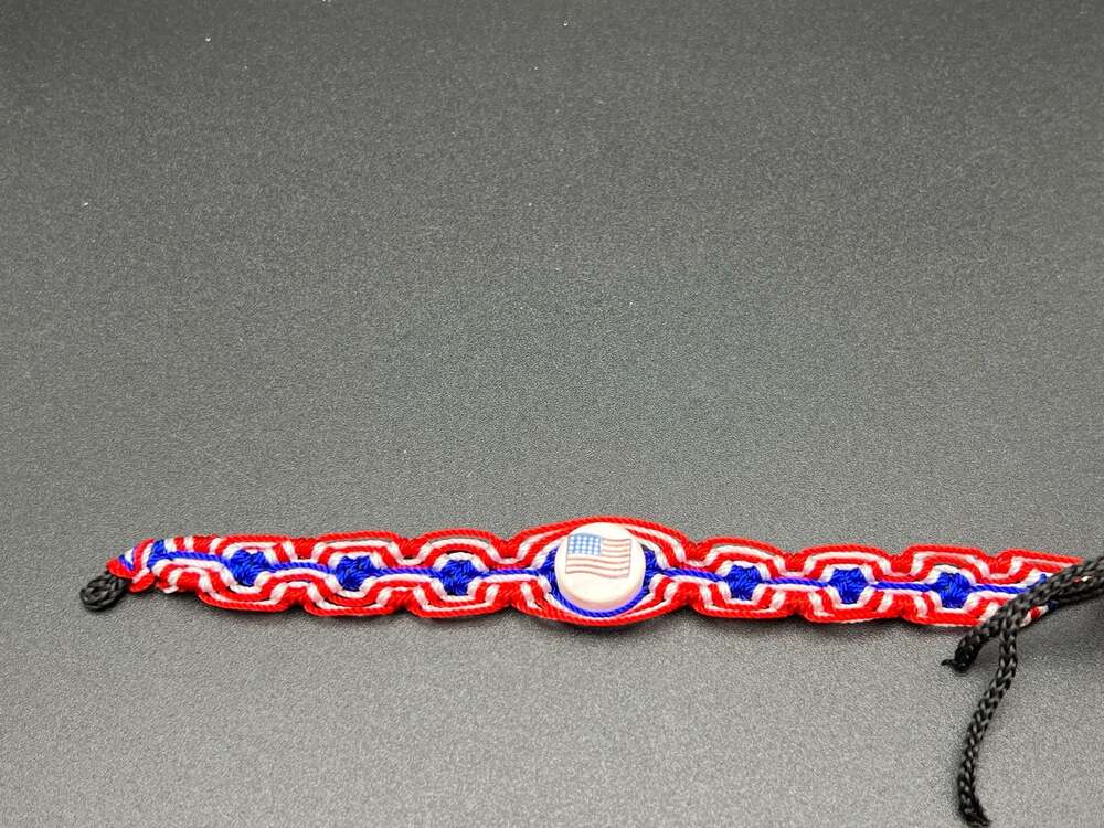 USA American Flag Patriotic Woven Friendship Bracelet Red White and Blue